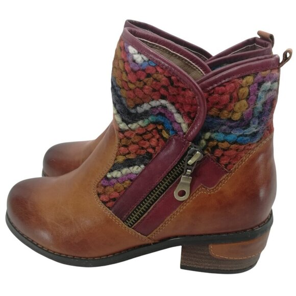 Elite by Corkys Kayla Brown Leather Southwest Sarape Ankle Chelsea Boots Size 7 - Picture 3 of 12